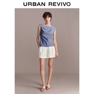 URBAN REVIVO UWM660077 捏褶设计 本白 XL 女士短裤