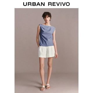 URBAN REVIVO UWM660077 捏褶设计 本白 XL 女士短裤