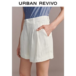 URBAN REVIVO UWM660077 捏褶设计 本白 XL 女士短裤