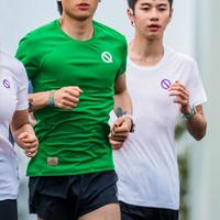 QINKUNG 轻功呼吸方格短袖t恤跑步透气上衣马拉松竞速上衣男款