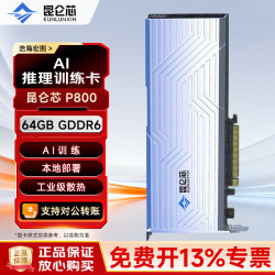 浩海 宏图昆仑芯 P800 64GB GDDR6 信创训练 GPU 国产化大模型推理 AIGC 专业独立服务器显卡
