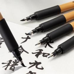 得力 纤秀笔秀丽笔练字笔黑色学生用书法笔软头抄经练字绘画美工软笔用