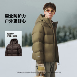 坦博尔 男子800蓬面包羽绒服加厚高充绒量科技防护面料冬季保暖羽绒服 松苔卡其 XL (180)