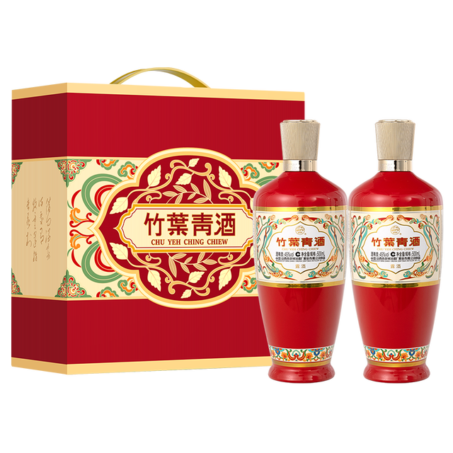 竹叶青 荣耀红瓶 45度 500m*2瓶 礼盒款