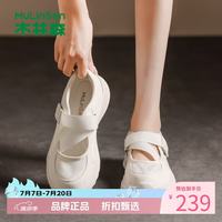 木林森 女鞋芭蕾风玛丽珍鞋 轻便魔术贴透气网面鞋通勤女士运动休闲鞋子