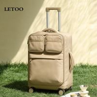 letoo 新款超轻便牛津布拉杆行李箱侧开盖耐磨出国登机20寸小型旅行布箱 摩卡色 20英寸