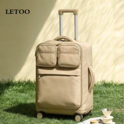 letoo 新款超轻便牛津布拉杆行李箱侧开盖耐磨出国登机20寸小型旅行布箱 摩卡色 20英寸