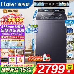 海尔 高配款11公斤双动力防缠绕波轮洗衣机全自动