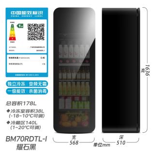 普拉蒂 变频一级能效冰吧家用客厅冷冻冷藏无霜办公室冰箱双温饮料红酒柜茶叶水果