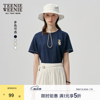 TEENIE WEENIE 小熊女装T恤夏季简约休闲多色基础圆领短袖 藏青色 S