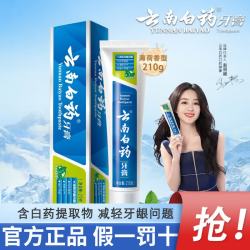云南白药 牙膏薄荷清爽香型210g清新口气减轻牙龈问题去牙垢护龈囤货装正品 薄荷210g*1支