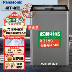 Panasonic 12公斤波轮洗衣机全自动大容量 线屑过滤 飓浪洗 除螨洗抗菌波轮 宽瀑布水流 桶自洁