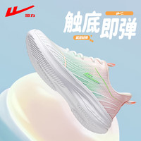 回力 女鞋夏季透气网面鞋女百搭休闲运动软底跑步鞋女 3227 白/粉/绿38