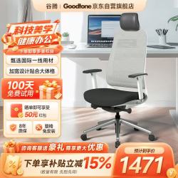 Goodtone 谷腾 Filo 人体工学椅 白框灰网黑布 头枕款