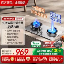 樱花雪 燃气灶天然气灶猛火灶双灶台霸王灶家用大火力10KW煤气灶台式嵌入式液化气商用摆摊专用不锈钢灶具