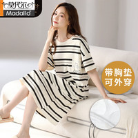 莫代尔 带胸垫条纹睡裙 女 XL