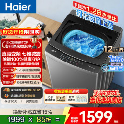 海尔 波轮洗衣机变频10/12公斤手搓式防缠绕全自动 家用大容量 电离除菌