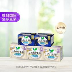 花王 乐而雅F系列敏感肌5包69片超薄日夜 日用*3+超量夜用*2