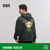森马 ×RYO艺术家系列连帽卫衣男宽松印花情侣装大学生青年上衣冬 墨绿41039