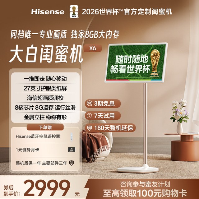 海信 大白闺蜜机X6 长续航 护眼类纸屏8GB+64GB