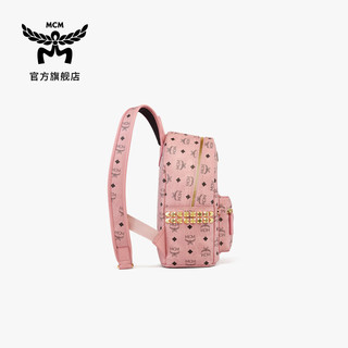 MCM STARK系列 经典老花双肩包 桃花粉 小号