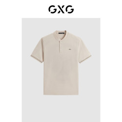 GXG 男装 夏季袖口撞色亨利领小刺绣Polo衫短袖 卡其色 175/L L （尺码偏小）