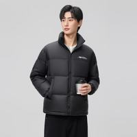 雪中飞 百搭时尚休闲斜插式口袋男女同款短款立领羽绒服 黑色 165/84A
