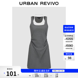 UR UWJ760062 撞色假两件 U领连衣裙 中灰花灰 S