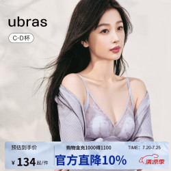 Ubras 虞书欣同款日光香草蕾丝兔耳杯大胸显小透气无钢圈文胸柔灰紫M