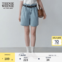 TEENIE WEENIE 小熊女装2024夏装高腰牛仔短裤宽松A字牛仔裤子 浅蓝色 160/S