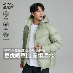 奥索卡 25秋冬轻盈暖盾防泼水800FP鹅绒自打包连帽羽绒服男女 茶田绿 2XL