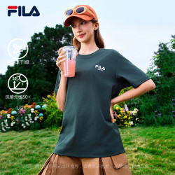 FILA 吸湿速干抗菌 深灰墨绿 XS 针织短袖衫