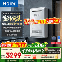 海尔 Haier）室外燃气热水器家用16升防风防雨防冻速热变频恒温大水量零冷