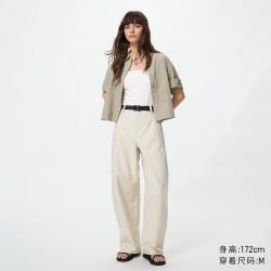 优衣库 针织廓形长裤 浅米色 L 女装