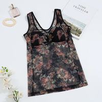 秋冬新款外穿性感蕾丝网纱印花内衣美背大码背心