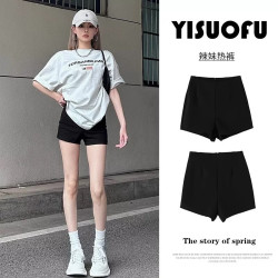 黑色短裤女四季爆款2026新款高腰显瘦时尚百搭辣妹外穿A字裤子女