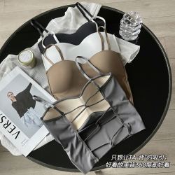 冰丝夏季新款镂空带胸垫吊带美背