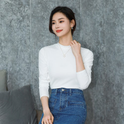 耐凯伦千金清冷感贵系秋冬小立领半高领打底衫打底衫女内搭