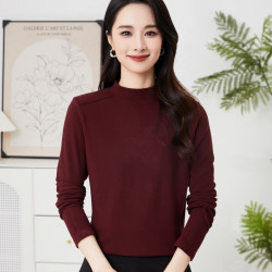高品质3合1双面澳绒肩线长袖显瘦纯色打底衫T恤内搭女款3027