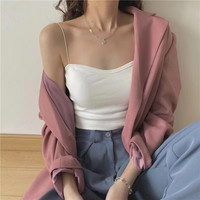 夏季无袖美背新款吊带白色背心女一体内搭带胸垫薄款内衣背心上衣