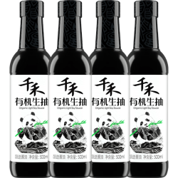 千禾 有机酱油 500mL*4瓶零添加生抽