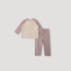 巴厘小猪 夏季长袖空调服睡衣 藕荷粉 90