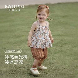巴厘小猪 女童纯棉吊带背心两件套