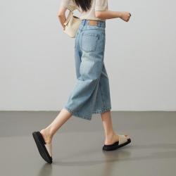 ESE-Y 软且有型利落牛仔裤女26夏新小个子高腰六分阔腿裤