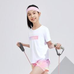 特步 速干易清洗轻薄透气女中大童夏季简约日常百搭短袖针织衫