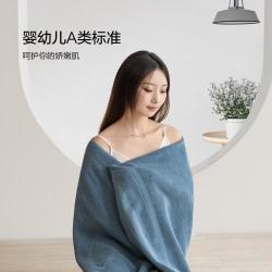 水星家纺 全棉条纹抗菌浴巾精梳棉四季可用毛巾单人条纹格子大浴巾