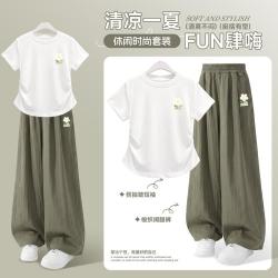 BOBDOG HOUSE 巴布豆童装女童套装慵懒风夏季舒适流行休闲衣服儿童透气显瘦夏装