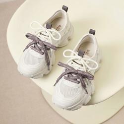 百丽 女士厚底增高老爹鞋 2026