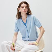 科蒙博卡 女士桑蚕丝短袖开衫针织上衣
