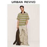 URBAN REVIVO UML460081 棉质条纹 POLO衫 黄色 XL